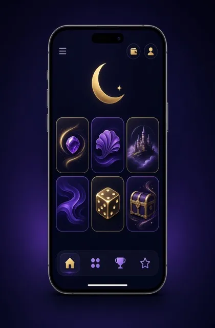 Aplicația MoneyMoonCasino deschisă pe un smartphone