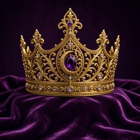 Coroană VIP cu simbol de lună pe catifea închisă